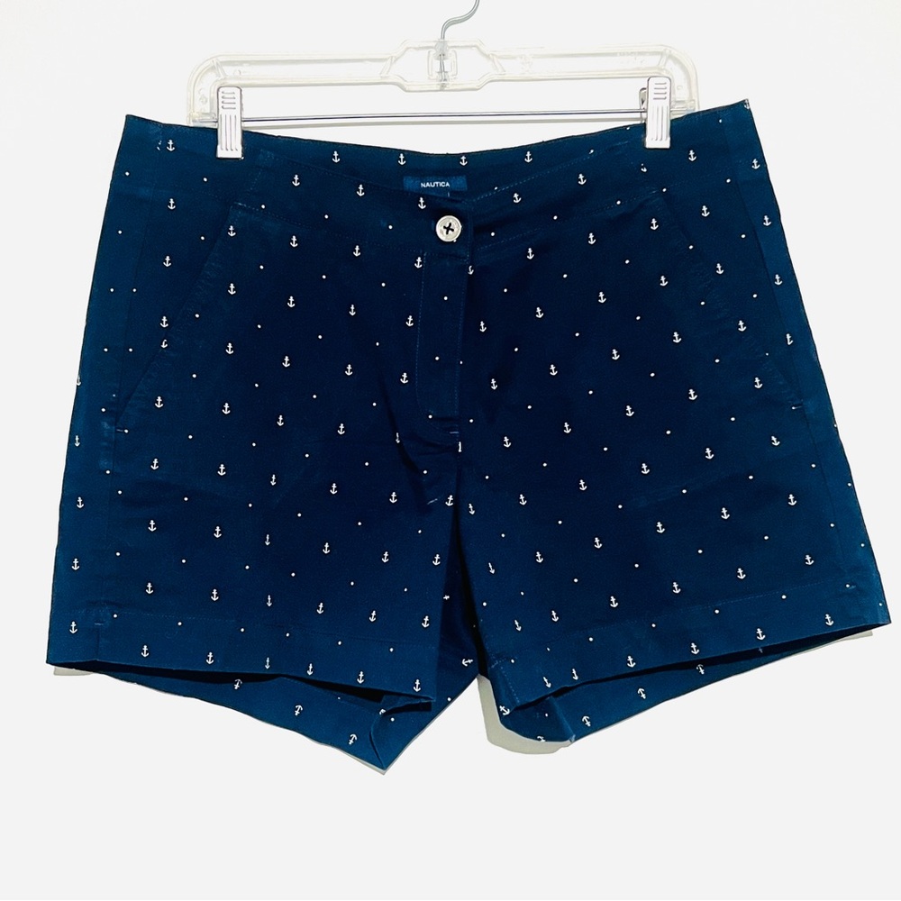 Nautica Navy Blue White Anchors Chino Shorts